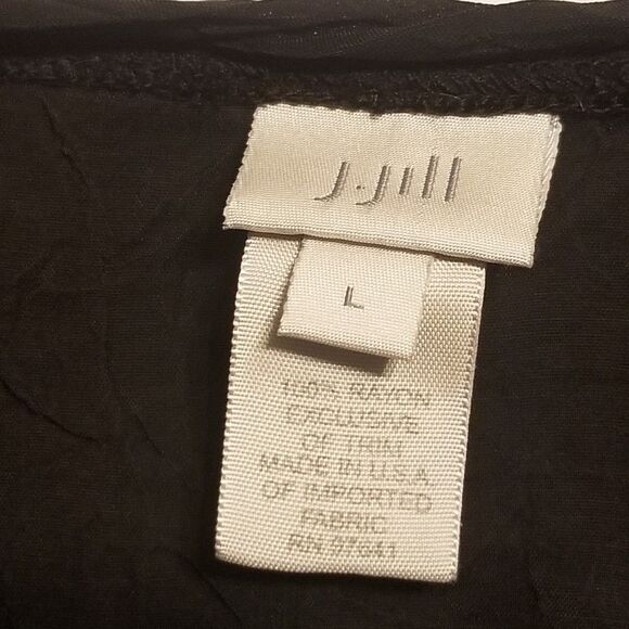 J.Jill L Top Lightweight Black Rayon Crinkle Lace Inset Witchy Whimsigoth Gothic - Picture 5 of 8